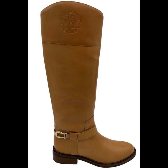 Vince Camuto Leather Knee High Boots Amanyir Light Cognac - Medium - Picture 1 of 3